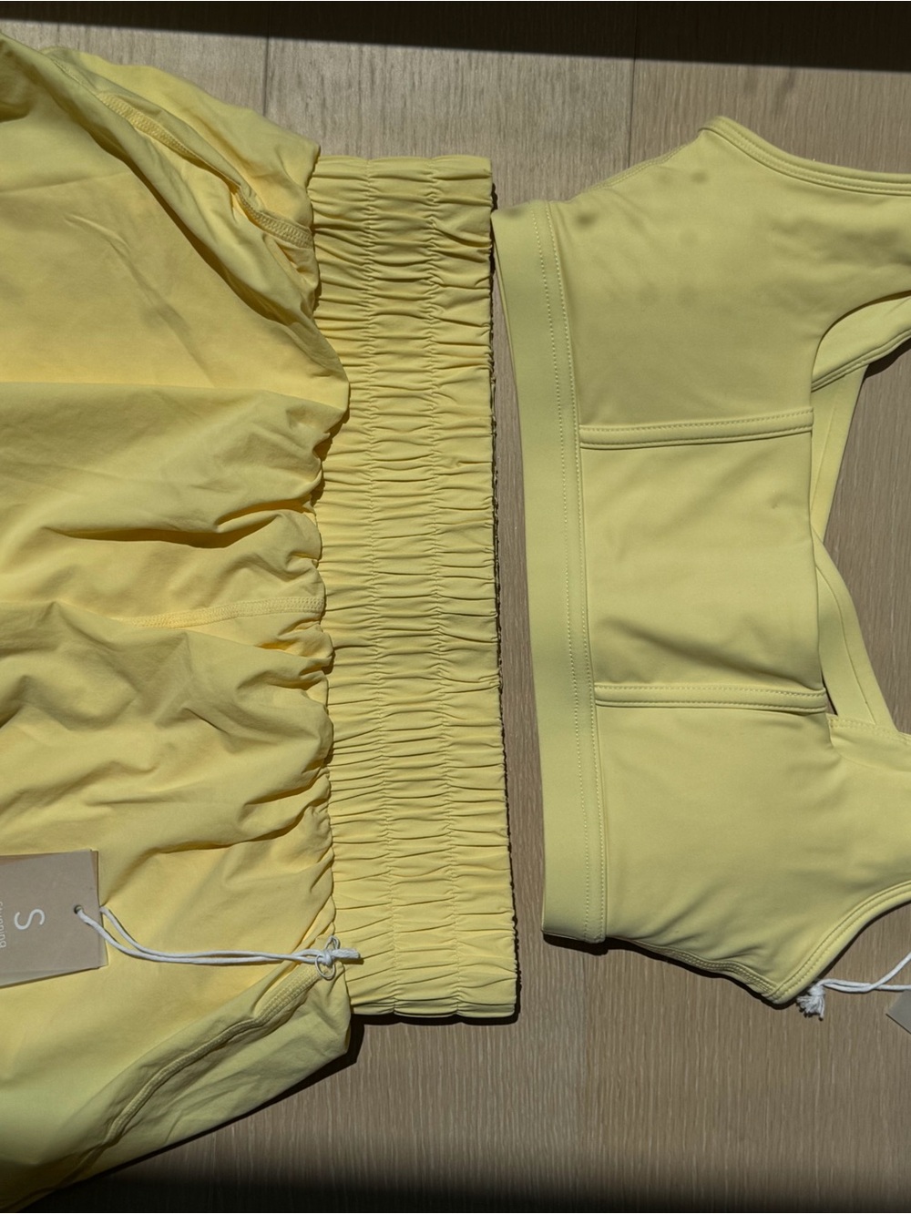 Yellow Athletic Crop Top and High-Waist Shorts Set